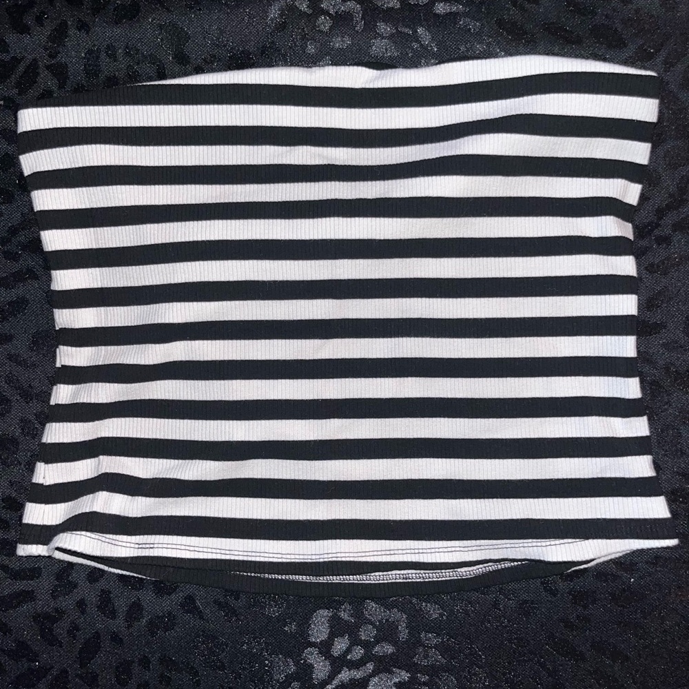 Striped Black and White Women's Tube Top